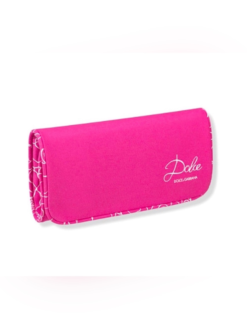 Dolce & Gabbana Hot Pink Foldover Travel Jewelry Bag with White Logo